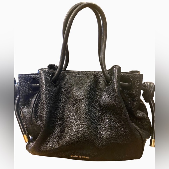 Michael Kors Handbags - 🖤Michael Kors~Dalia Black Pebble Leather Shoulder Tote Knot Details, NWOT